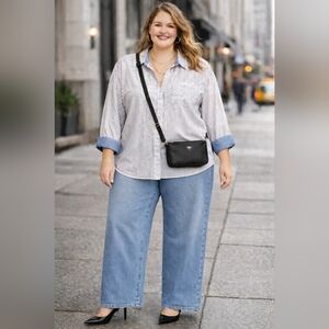 St. John’s Bay Striped Button Down Shirt | Women’s Size 2X NWT